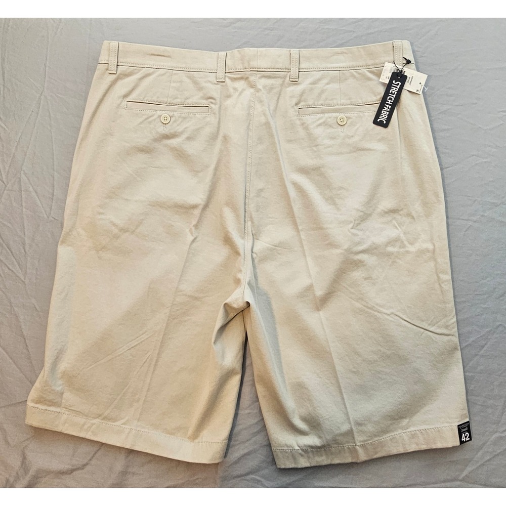Men's Roundtree Yorke Sz 42 Casual Classic Stone Flat Front Shorts Stretch L575 - Picture 3 of 5